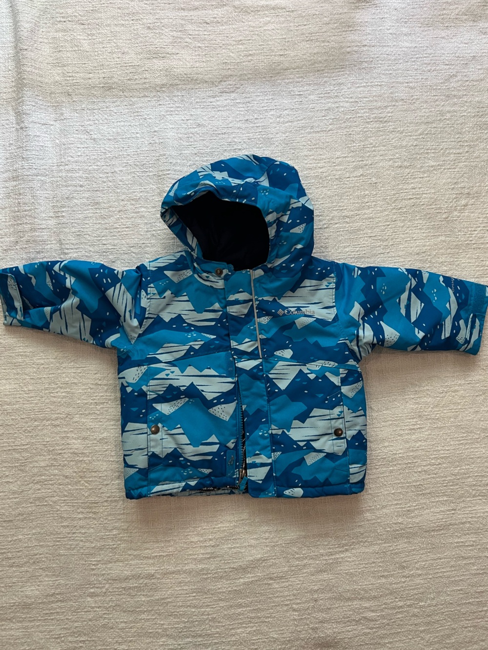Columbia- Blue Patterned Hooded Baby Winter Coat